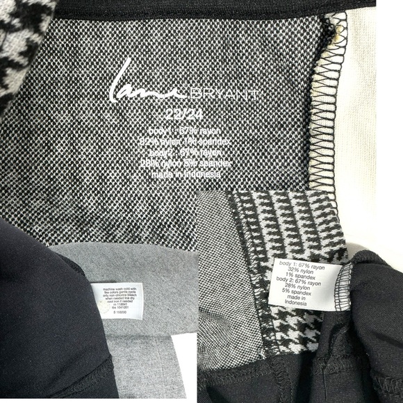 Lane Bryant Top Black White Color Block Houndstooth Blouse 3/4 sleeve 22/24 - Picture 6 of 16